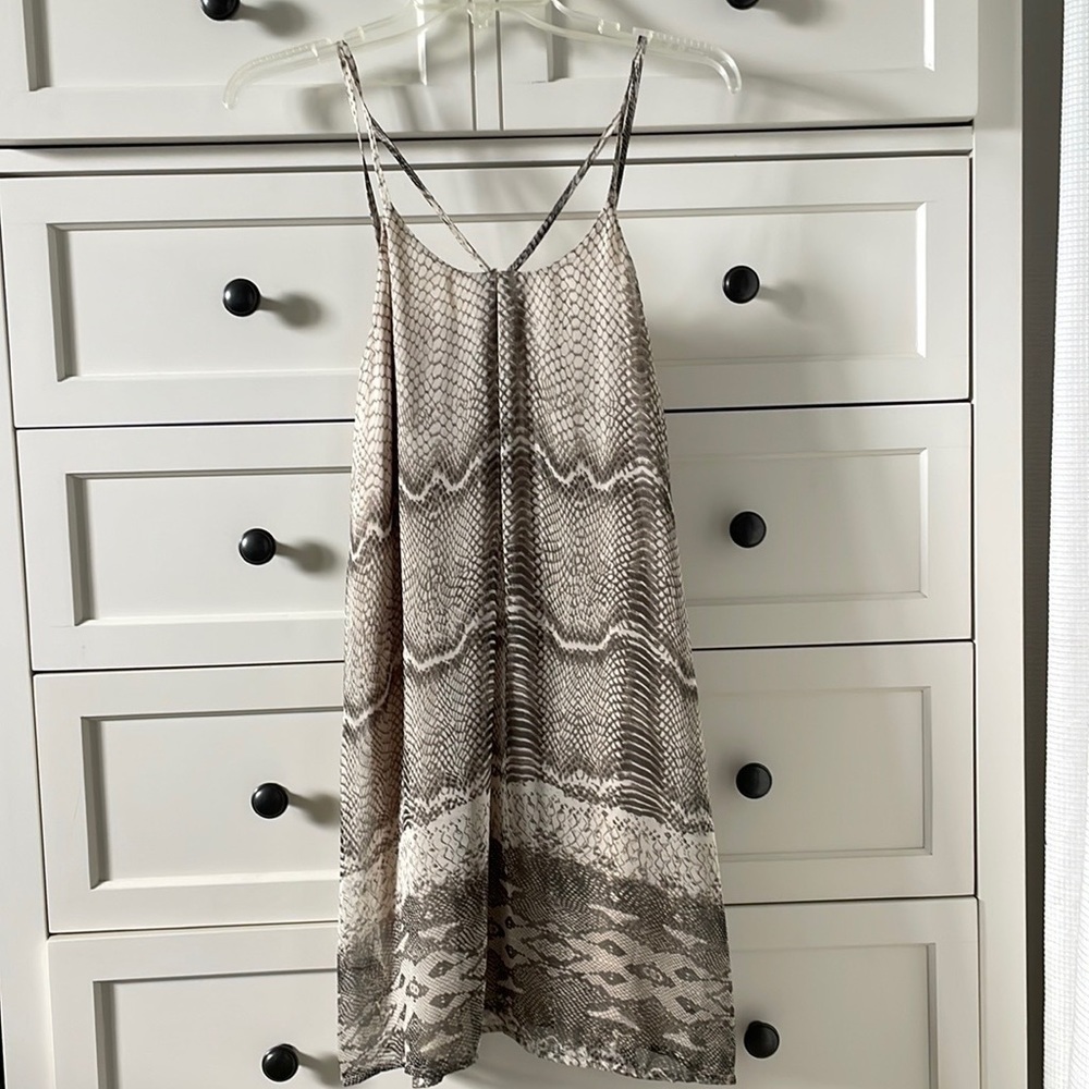 ANGL Women’s Snake Print Flowy Dress with Spaghetti Straps - Size Medium